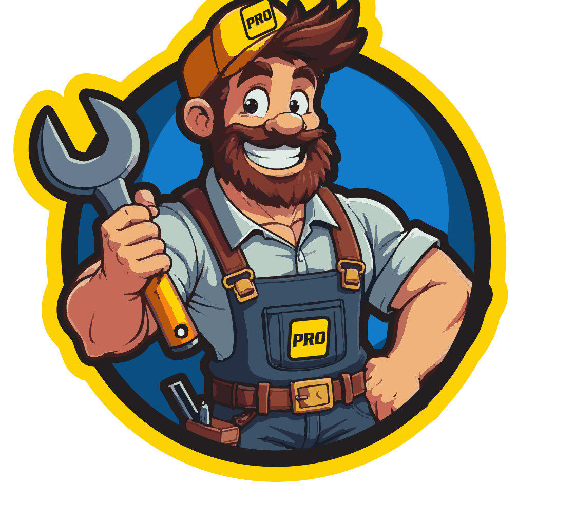 Appliance Service Pro mascot — cartoon repairman holding a wrench